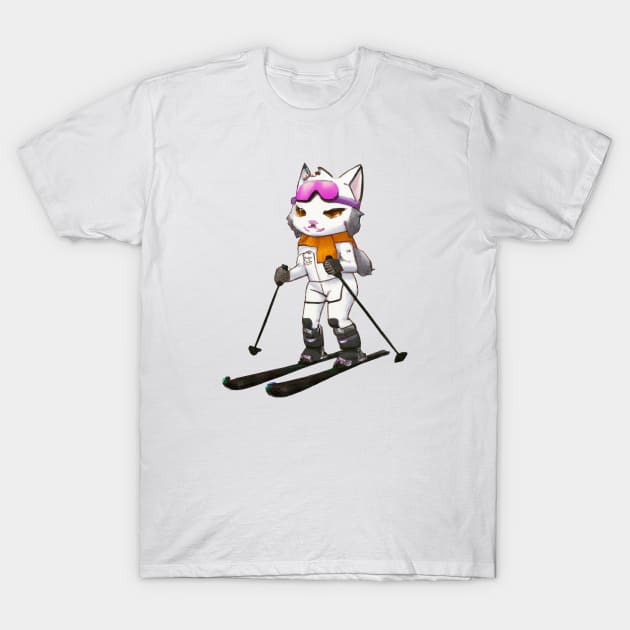 Skiing Anime Cat T-Shirt by ShirtStories